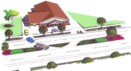 City drawing shows one median change: cuts to allows left turns into and out of King Funeral Home.