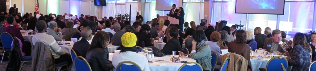 Felicia and Herb Gray address the Growing the Dream awards luncheon at Johnson C. Smith University.