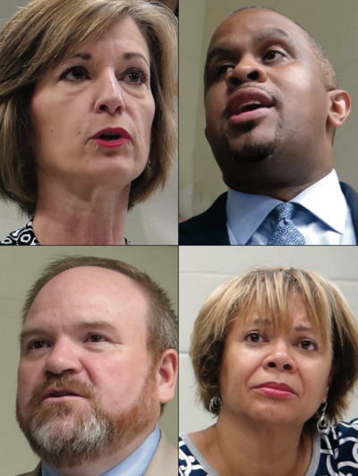 From top left, Tina Votaw, CATS transit oriented development manager; David Howard, Charlote City Council; Vi Lyles, Charlotte City Council; Dave McDonald, CATS transit plan manager.