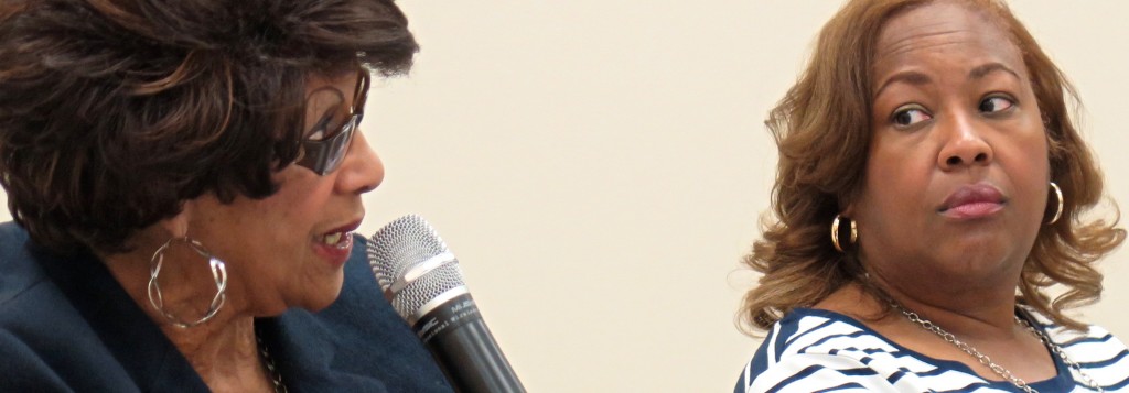 Dorothy Counts-Scoggins, left, and Bonita Caldwell at the Forum on March 22, 2016