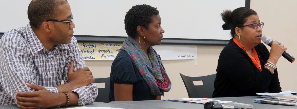 From left: Charles Thomas from Knight Foundation, Helen Kimbrough and Sharon Harrington from Reading Partners.