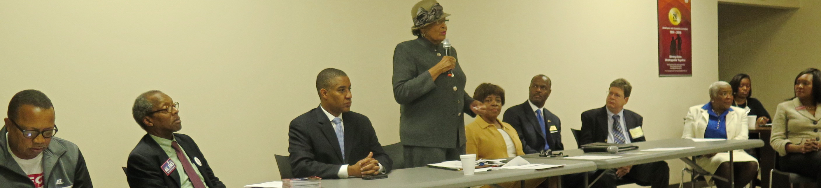 From left: Rick Mitchell representing Rickye McKoy-Mitchell, Abe Jones, Dan Blue, Alma Adams, Linda Coleman, Leon Threatt, Richard Rivette, Ella Scarborough and Aretha Blake. Not pictured: Joyce Waddell and Joel Ford.